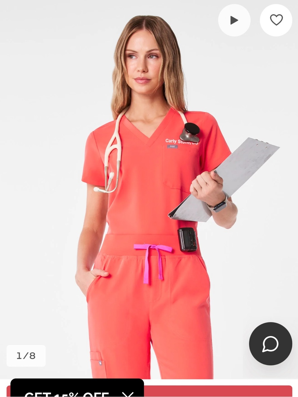 Figs Limited Edition: Dirty Chai Women’s V-Neck Scrub Set (burnt orange/pink)